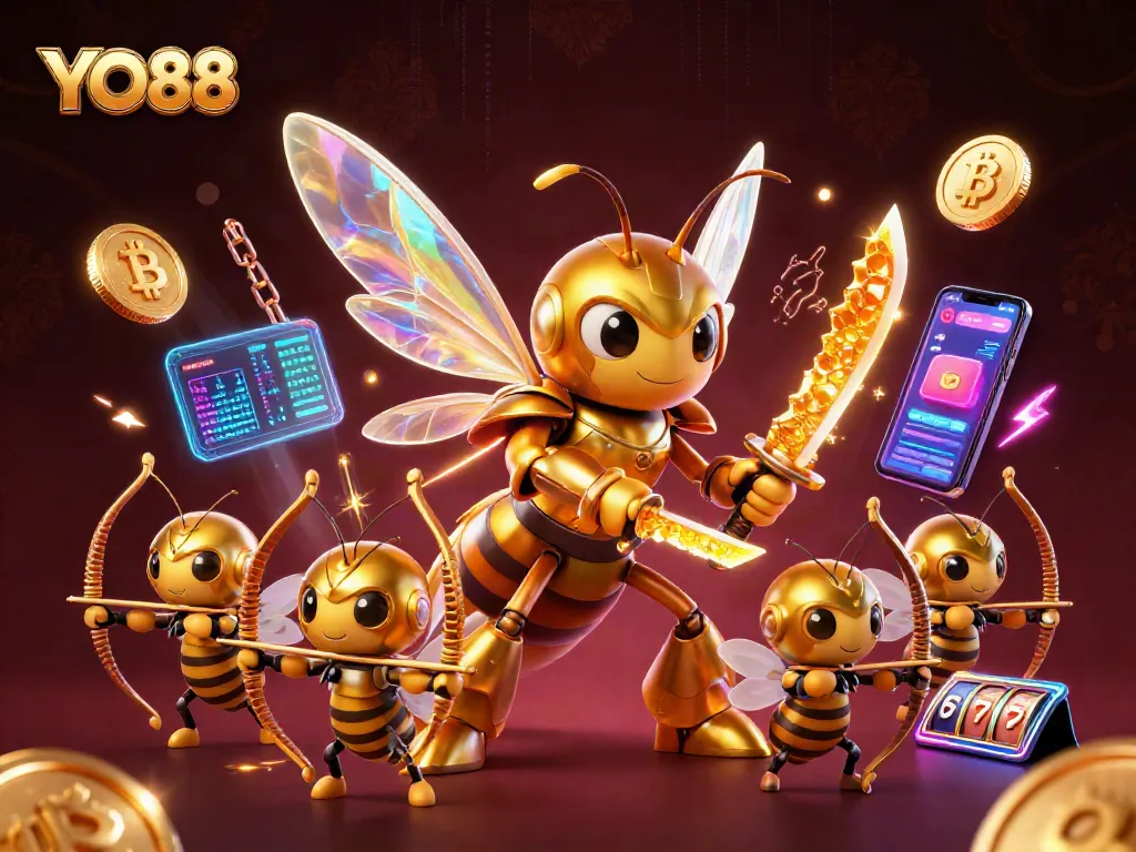 Engage in thrilling wins with YO88 as vibrant characters and dynamic casino elements surround you.
