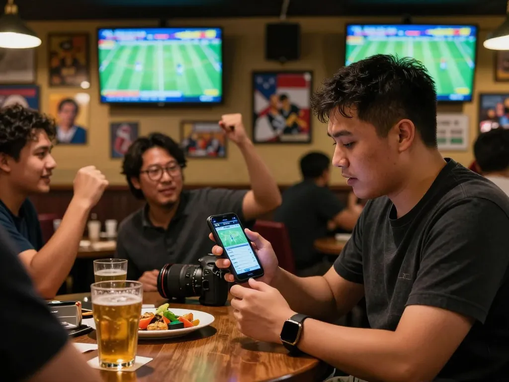 Excitement of kèo nhà cái betting scene in a lively sports bar filled with fans.