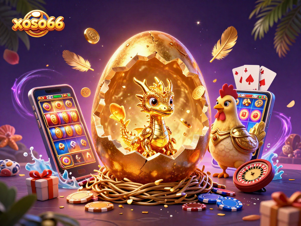 xoso66 engages players with vibrant golden dragon and poker chips in a dynamic casino scene