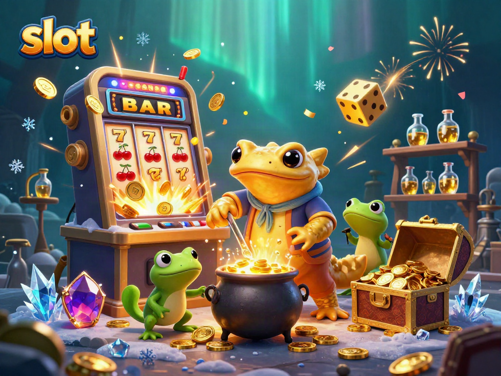 Engage with exciting slot wins featuring a giant alchemist and dynamic casino elements.