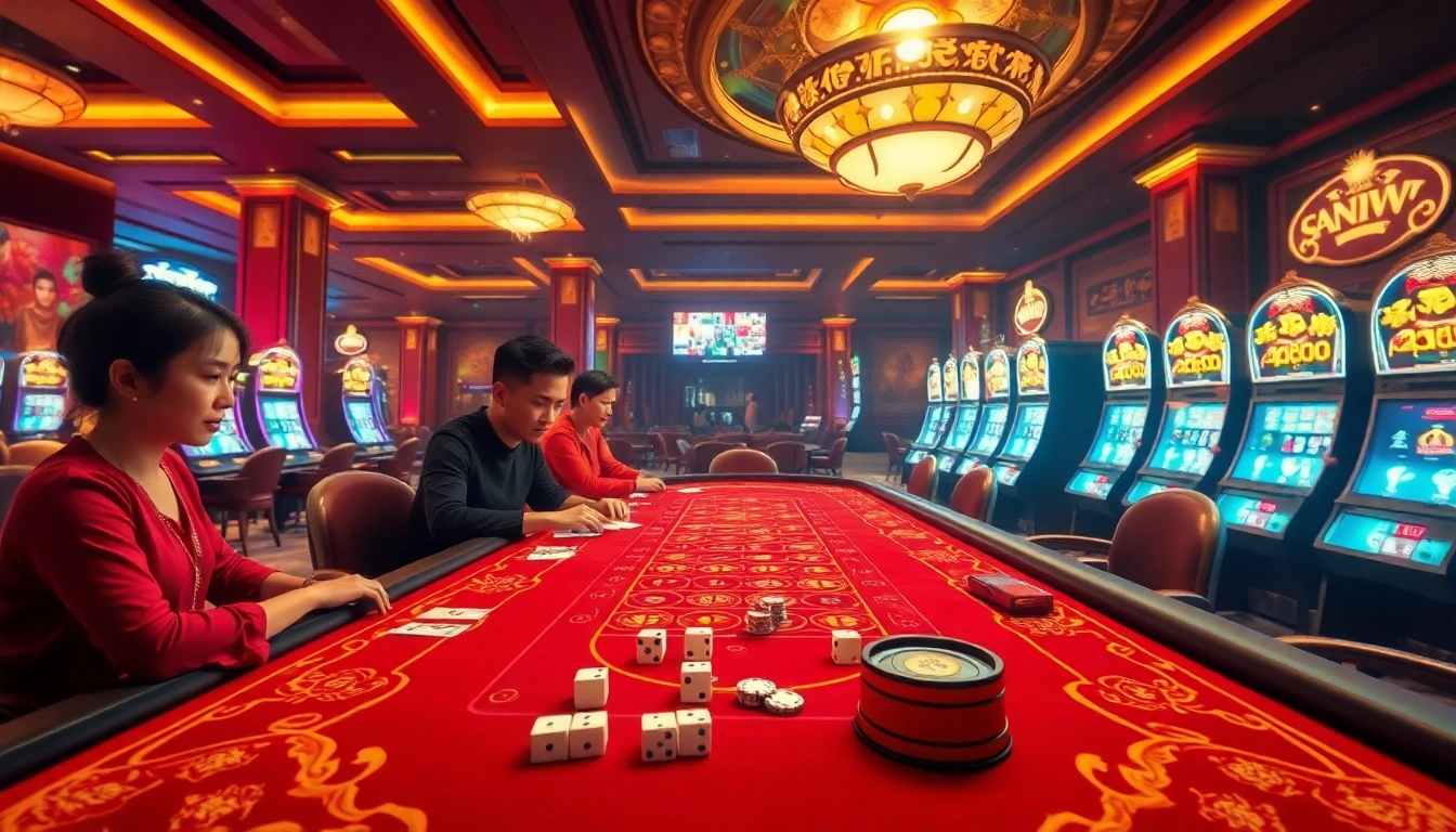 Exciting gameplay at luckywin tài xỉu with vibrant casino atmosphere and engaged players.
