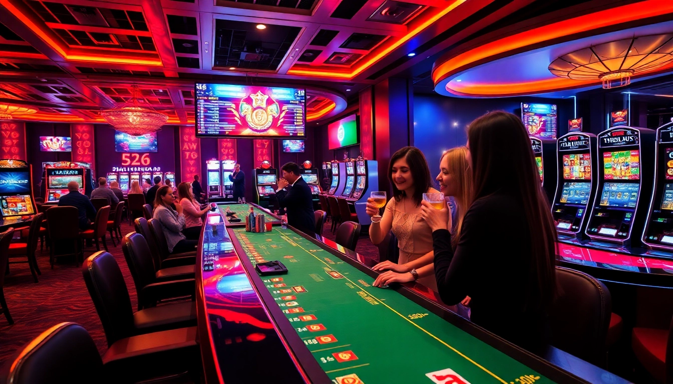 HH666 online casino atmosphere with players enjoying games and celebrating wins.