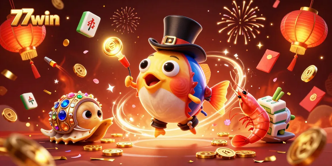 Play with 77win's vibrant casino adventure, featuring lucky charms and treasure!