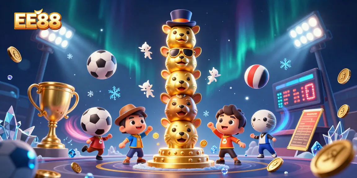 Experience thrilling betting at EE88 with a vibrant 3D casino illustration showcasing dynamic gameplay elements.