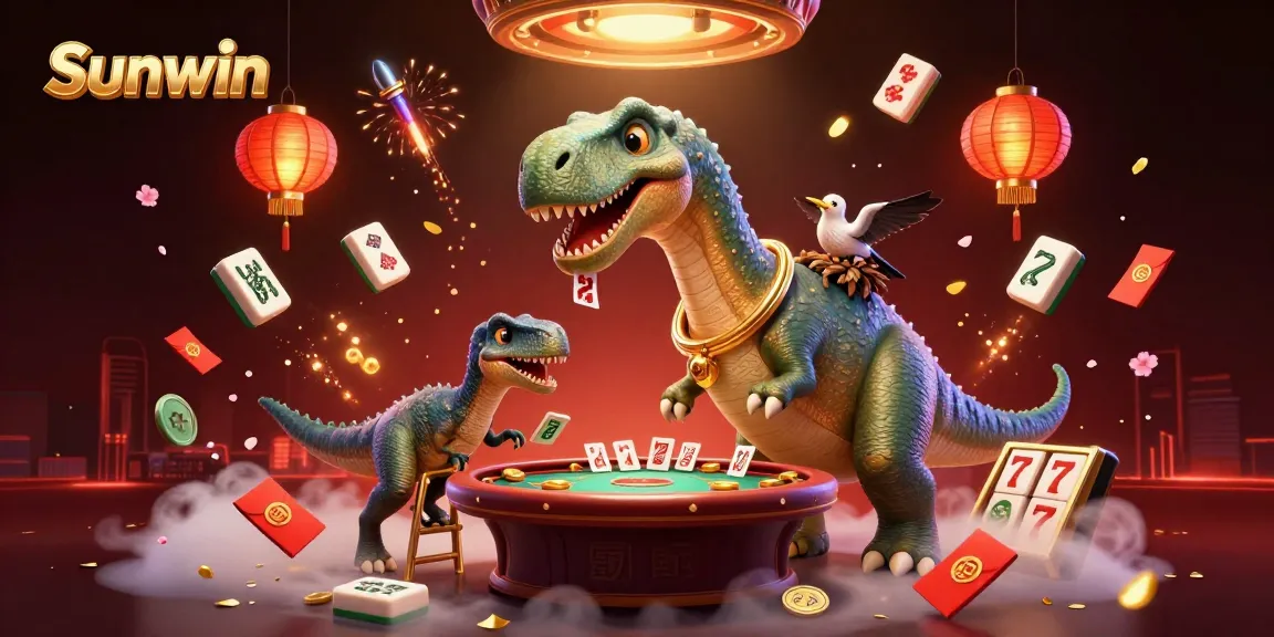Experience Sunwin's immersive online gaming with a dynamic casino illustration featuring a vibrant atmosphere of excitement.