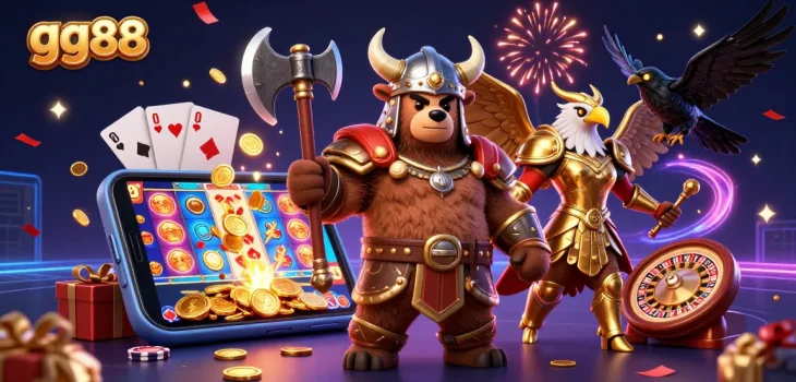 Experience thrilling wins at gg88 with vibrant 3D casino characters and dynamic gaming elements.