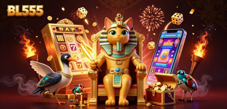 Join the excitement at BL555 with a jackpot explosion and vibrant casino game elements.